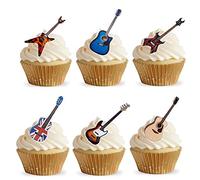 28 Stand Up Acoustic Rock Guitar Themed Edible Wafer Paper Cake Toppers Decorations by Top That