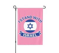 28 x 40 double face Je me tiens avec le drapeau de jardin d'Israël rose Nous soutenons Israël libre d'Israël Drapeau de cour fort J'aime Israël Drapeau de jardin Fête de vacances Maison Cour Drapeau