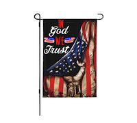 28 x 40 Drapeau américain Dieu Jésus double face en Dieu nous faisons confiance Drapeau de jardin Christ Christian