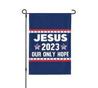 28 x 40 Jésus 2023 Notre seul espoir Drapeau de jardin double face Christ Jésus 2023 Drapeau de cour Christian God Bless America House Lawn Flag No Flag Stand