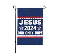 28 x 40 Jésus 2024 Notre seul espoir Drapeau de jardin double face Christ Jésus 2024 Drapeau de cour Christian God Bless America House Lawn Flag No Flag Stand