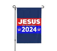 28 x 40 Jésus 2024 Notre seul espoir Drapeau de jardin double face Christ Jésus 2024 Drapeau de cour Christian God Bless America House Lawn Flag No Flag Stand