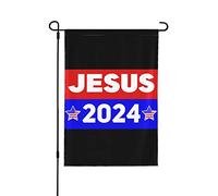28 x 40 Jésus 2024 Notre seul espoir Drapeau de jardin double face Christ Jésus 2024 Drapeau de cour Christian God Bless America House Lawn Flag No Flag Stand