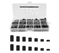 280 pièces ABS rondelles rondes combo Kit, M3 M4 vis nylon sans vis entretoise de support de colonne avec boîte en plastique (noir)