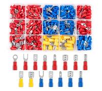 280 pièces Cosses Electriques a Sertir, 15 types Cosses Electriques 0,5 à 6,0 mm², Connecteurs à Sertir, Assortiment de Cosses Plates et Rondes pour Voiture Auto Moto Electriques