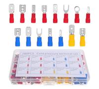 280 Pièces Cosses Électriques,Cosses Annulaires,Connecteur Kit D'assortiment,connecteur de câble PVC,en partie isolé,pour la Maintenance électrique,cosses de câble à anneau