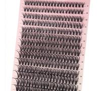 280 pièces Extension de cils en grappe mixte 30P/40P Épaisseur Boucle D 9 mm-16 mm Style naturel mixte Russe Plat Épais Moelleux Faux cils en vison fait main, convient pour Halloween, festival, maquil