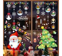 280 Stickers Noel Fenetre, Decoration Noel Fenêtre Autocollant Noël Reutilisable, Père Noël Flocon de Neige Double Face Amovibles DIY Fenêtres Stickers pour Décorer les Fenêtres Vitrine Magasin