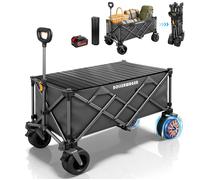 280L Chariot de Transport 120KG 50W Double Moteur Sans Balai avec Plateau, 4.0AH Batt, 3 Vitesses, Brouette Jardin Camping, Gris