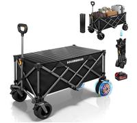 280L Chariot de Transport 120KG 50W Double Moteur Sans Balai avec Plateau, 4.0AH Batt, 3 Vitesses, Brouette Jardin Camping, Noir