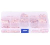 280pcs 12 tailles assorties d'écraseurs en cuivre massif Kit d'anneaux plats de scellement pour machines à laver avec boîte de rangement