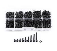280pcs Coffret M3 Vis à six pans creux à tête hexagonale en acier allié et M3 Écrous hexagonale en acier allié, Assortiment Vis et écrous M3 x 4/5/6/8/10/12/16/20/25mm, Couleur Noir