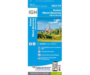 2824ot autun mont beuvray pnr du morvan Echelle 1:25 000 - Collectif - Ign Institut Geographique National - cartonné - Atlas / carte