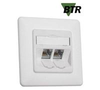 28345870 130B11D21002-E Prise murale BTR module C6A, Cat 6A, 180°, 2-prises, encastrable, blanc pur RAL 9010
