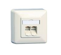 28345885 130C380002-I BTR prise murale module E-DAT C6A, Cat.6A (ISO), 2-prises, en saillie, blanc pur RAL 9010