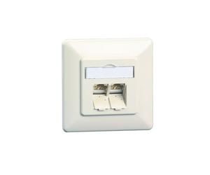 28345888 130C381002-I BTR prise murale module E-DAT C6A, Cat.6A (ISO), 2-prises, encastrée, blanc pur RAL 9010