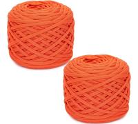 285 g x 2 Fil épais pour T-shirt à crocheter, tissu élastique à crochet de 2 cm de large, fil à tricoter pour T-shirt à crocheter pour coussin, poupée, panier, sac et couverture (Orange douce)