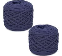 285 g x 2 pelotes de fil épais pour T-shirt à crocheter, tissu élastique à crocheter de 2 cm de large, fil à tricoter à la main pour T-shirt à crocheter pour coussin, poupée, panier, sac et couverture