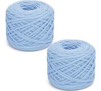 285 g x 2 pelotes de fil épais pour T-shirt à crocheter, tissu élastique à crocheter de 2 cm de large, fil à tricoter à la main pour T-shirt à crocheter pour coussin, poupée, panier, sac et couverture