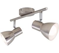 2860-022 Plafonnier,Applique,Spots Orientables Et Pivotants,2x E14,Max. 25 Watt,Rétro,275x80x150mm (Lxlxh),Métal,W,Nickel Mat,Réflecteur À L'intérieur Blanc