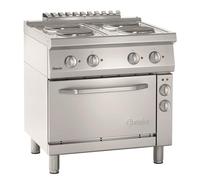 Plan de cuisson Electrique à 4 Plaques Rondes avec Four Electrique GN 1/1