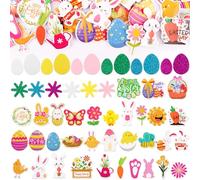 286pcs Pâques Autocollants Assortis Auto-Adhésifs Gommettes Sticker en Mousse à Paillettes Lapin Poussin Oeuf Carotte Autocollant Artisanat DIY Décoration pour Pâques Fête Anniversaire Mariage