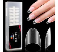 288 Pièces Demi Capsules Ongles Acrylique Tips Ongles Gel, Amande Court Capsules Ongles Demi-Couverture French Faux Ongles Nail Extension Tips Pour Manucure Salon