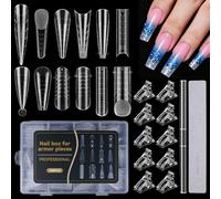 288 Pièces Faux Ongles Conseils de Extension, 12 Styles Ongle Polygel Dual Nail Forms Couverture avec Nail Tips Clip, Brosse à Ongles Extrémité, Long Faux Ongle pour Manucure et DIY Nail Art