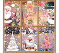 288 pièces Stickers de Noël Autocollants de Noël pour fenêtres, autocollants couleur recto-verso - Décoration de fenêtre - Adhérence statique