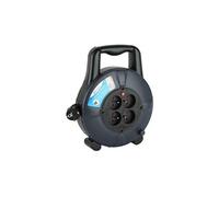 Electraline 28909 Enrouleur Rallonge Ménager Domestique Section de Câble3G1mm², 15Mt, 4 Prises 16A, Noir
