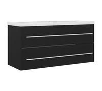 289402& Armoire d'évier - Haut de gamme - Meuble sous lavabo avec lavabo intégré Noir - Aggloméré - Bois Panneaux de particules