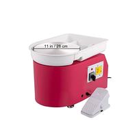 28cm poterie roue Machine 350W pédale commande électrique Art bricolage céramique argile sculpture outil avec plateau tournant 18 pièces Assurer la Stabilité(Pink)