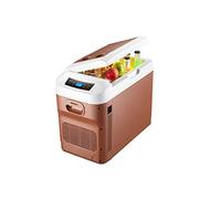 28L Mini Frigo Refroidit et réchauffe pour Maison et Voyage,Réfrigérateur Camping 12/24V DC and 220V AC Réfrigérateur à boissons affichage numérique et contrôle de la température (brown)
