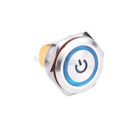 28mm DPDT 2NO2NC Self-locking Momentary Led Illuminated Ring Power 12V/24V/110V/220V Light Push Button Switch NWPNLXEA(Power logo Light,Others)