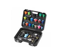 28PCS Kit Testeur de Pression et de Rechange du Liquide de Refroidissement Radiateur Universel Pompe Manuelle Adaptateurs Capuchon