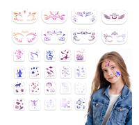 28pcs Pochoir Visage pour Peinture, Kit de Modèles Peinture Visage Corps Réutilisables Qualité Supérieure Adaptés au Maquillage Fêtes et aux Tatouages Temporaires