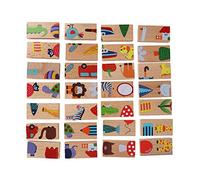 28pcs / Set Bloc Domino, Puzzle en Bois Jouet éducatif Animal coloré imprimé Blocs de Construction Ensemble Bureau Puzzle Jeu Playsets pour Enfants Enfants