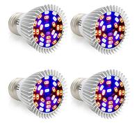 28W Lumière De Plante E27 LED Pleine Spectrum Lampe De Croissance De Plantes pleine ampoule de spectre d'ampoule Horticulture Ampoule Pour Jardin Intérieur de Serre de Jardin(4 Pack)