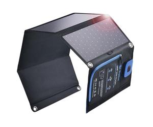 28W Panneau Solaire Pliable avec Ampèremètre Numérique, BigBlue Chargeur Solaire Portable Étanche IP44, USB-C et USB-A Ports, Sortie Totale 5V/4A, Compatible avec iPhone, Samsung Galaxy, Huawei, etc.