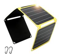 28W Panneau Solaire Portable, Chargeur Solaire, USB Panneau Solaire Pliable, Étanchéité IP65, Chargeur Solaire Randonnée pour Le Camping, Le Sac à Dos (Jaune Fluorescent)