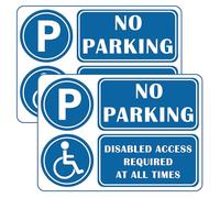 29,7 x 21 cm Disabled Access Required At All Time No Parking Lot de 2 panneaux d'avertissement en PVC résistant aux intempéries