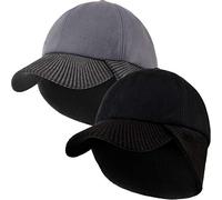 29 IYEBRAO Pack de 2 casquettes de baseball d'hiver avec rabat pour les oreilles - Hommes, Femmes, Unisexe - Bonnet chaud en laine - Bonnet intégral - Protection des oreilles - Bonnet en laine