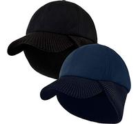29 IYEBRAO Pack de 2 casquettes de baseball d'hiver avec rabat pour les oreilles - Hommes, Femmes, Unisexe - Bonnet chaud en laine - Bonnet intégral - Protection des oreilles - Bonnet en laine