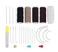 29 pièces Kit de couture en cuir avec aiguilles et dé à coudre cirés pour réparation de canapés, chaussures, sacs à main