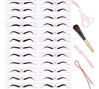 29 Pièces Set de Kit de Modelage de Pochoirs à Sourcils Inclure 24 Pièces Modèle de Sourcil Réutilisable avec Sangle Tondeuse à Sourcils Ciseaux à Sourcils Pinceau de Maquillage et Boîte