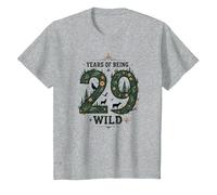 29 Years of Being Wild - Cadeau d'anniversaire pour Amoureux de la Nature T-Shirt, Enfant, Gris Chiné, 6 Ans