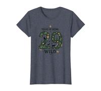 29 Years of Being Wild - Cadeau d'anniversaire pour Amoureux de la Nature T-Shirt, Femme, Bleu Chiné, L