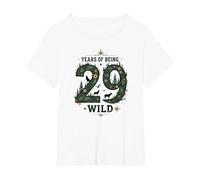 29 Years of Being Wild - Cadeau d'anniversaire pour Amoureux de la Nature T-Shirt, Femme Grandes Tailles, Blanc, 6X