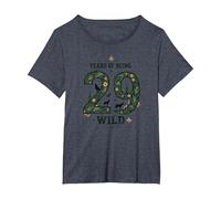 29 Years of Being Wild - Cadeau d'anniversaire pour Amoureux de la Nature T-Shirt, Femme Grandes Tailles, Bleu Chiné, 6X