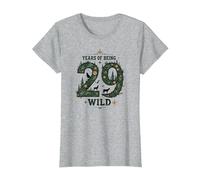 29 Years of Being Wild - Cadeau d'anniversaire pour Amoureux de la Nature T-Shirt, Femme, Gris Chiné, XS